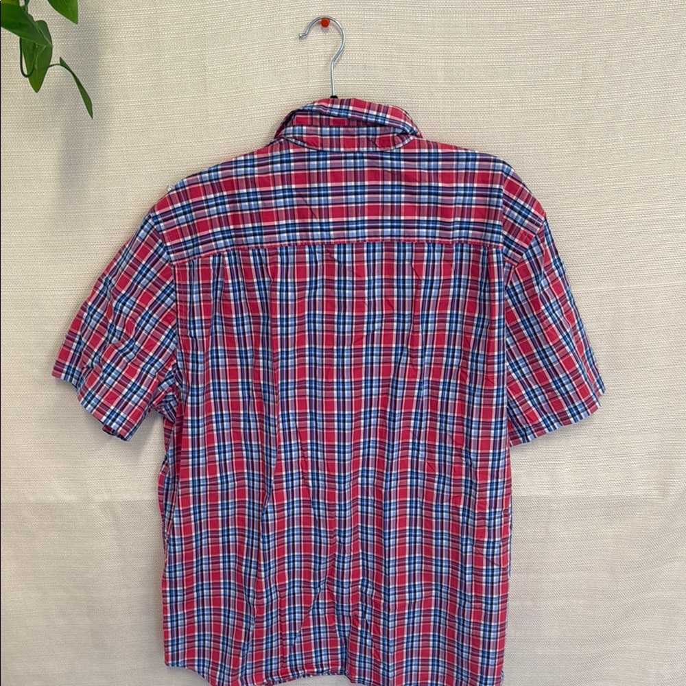 Red and Blue Casual Button Down Shirt - Picture 3 of 3